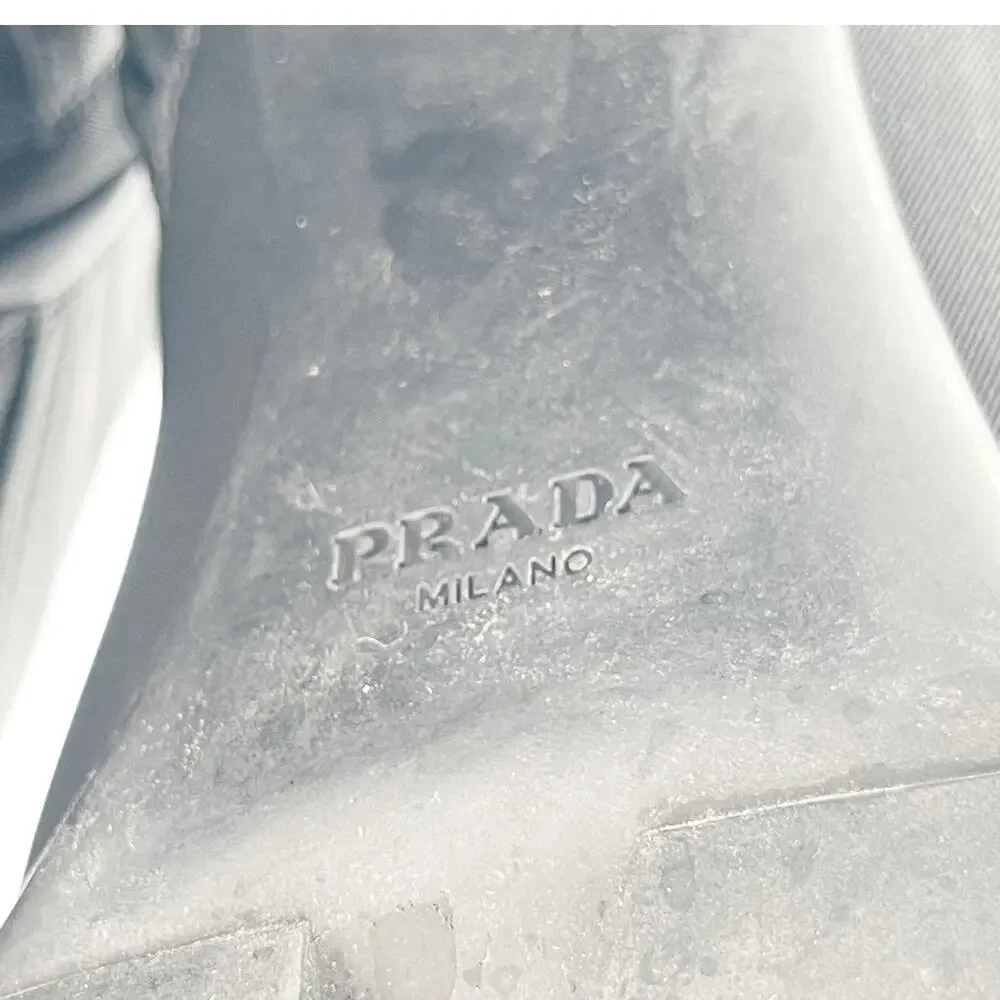 Prada Black Spazzolato Leather Re-Nylon Triangle Logo Lug Sole Ankle Boots IT 40 - Picture 13 of 13